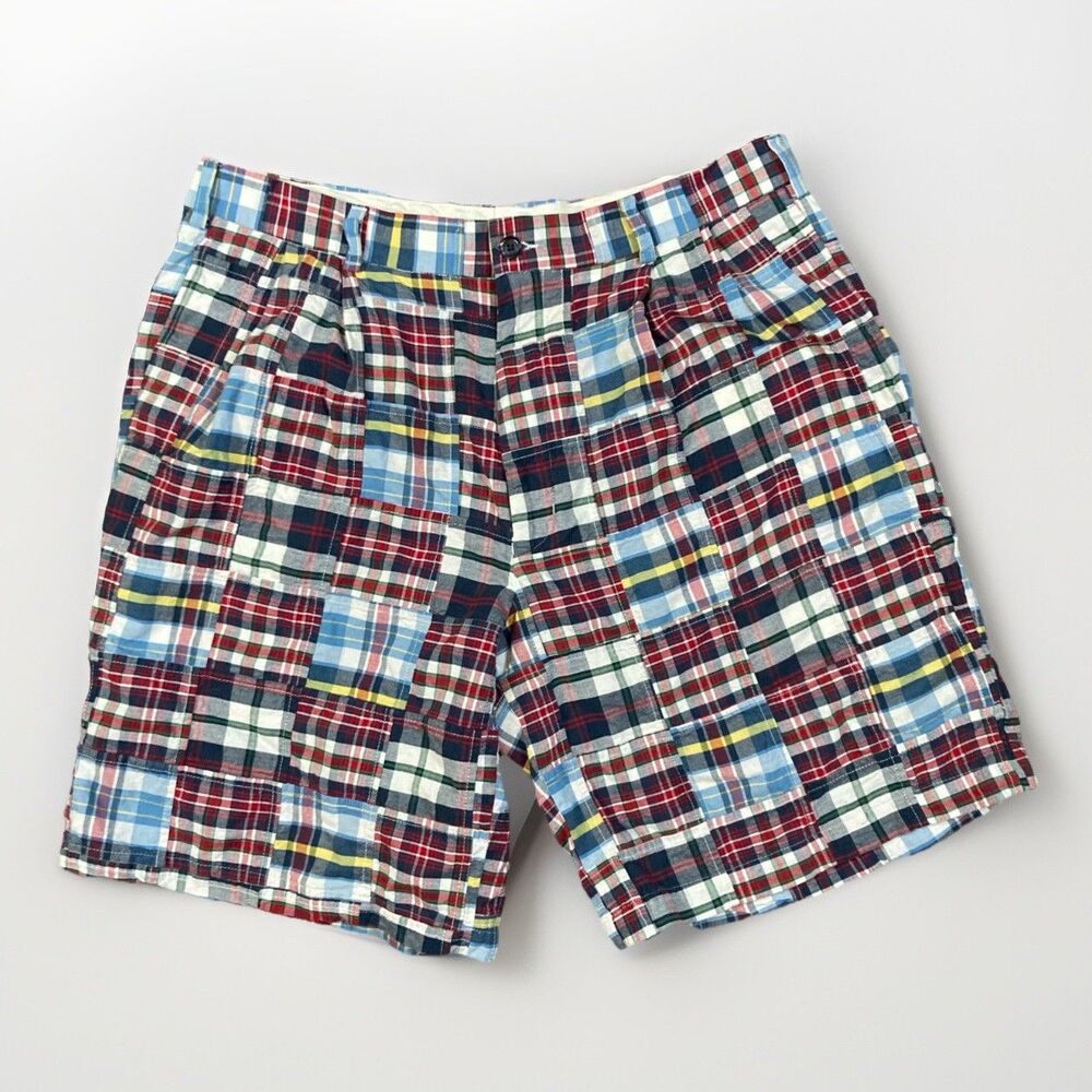 Jos A Banks Shorts Mens 35R Patchwork Chinos Madras Plaid Golf Preppy